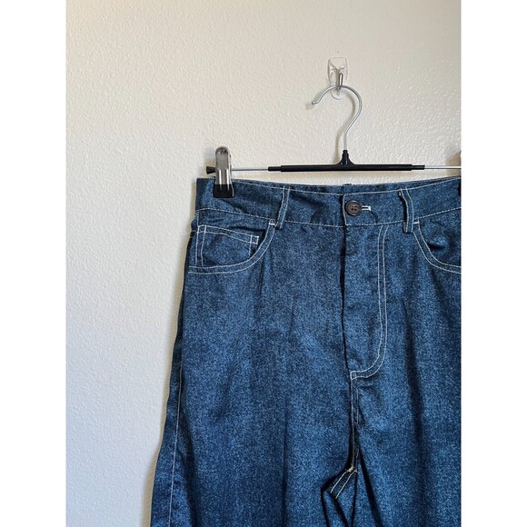 Urban Outfitters Lisa Satin Contrast-Stitch Wide Leg Pant in Blue Size US 0 - Picture 2 of 7